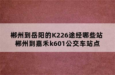 郴州到岳阳的K226途经哪些站 郴州到嘉禾k601公交车站点